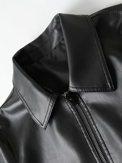 Jacka herr — i läderimitation med klassisk look och fickor
