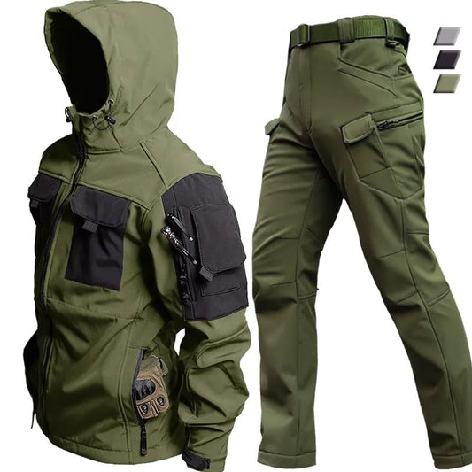 Outdoor-set herr, softshell — vind- och vattentät jacka och byxa