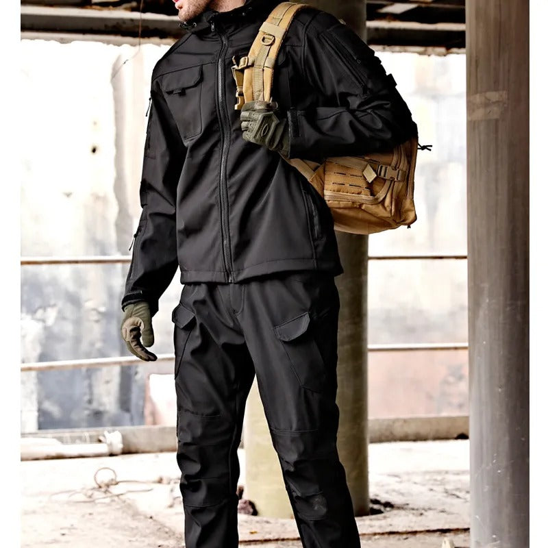 Outdoor-set herr, softshell — vind- och vattentät jacka och byxa