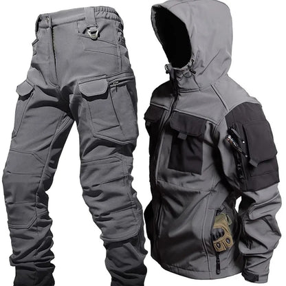 Outdoor-set herr, softshell — vind- och vattentät jacka och byxa