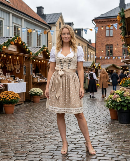 Dirndl set dam — trachtenklänning med förkläde och blus för oktoberfest