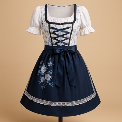 Dirndl dam med spetsdetaljer — traditionell Oktoberfest-klänning