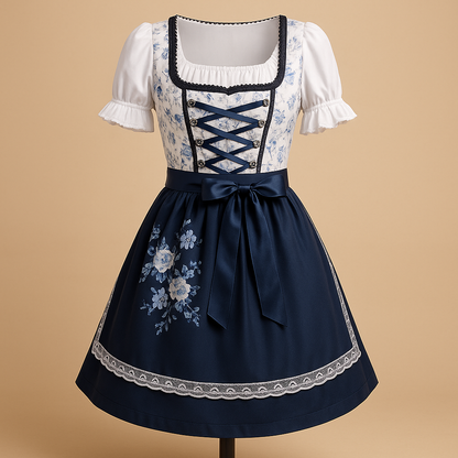 Dirndl dam med spetsdetaljer — traditionell Oktoberfest-klänning