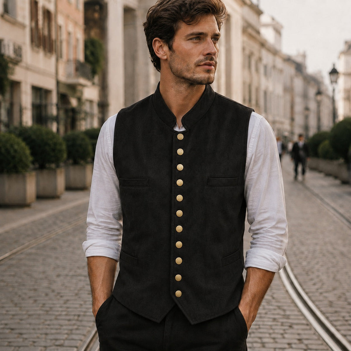Trachtenväst herr med sammetslook — traditionell festväst